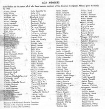 First published list of ACA members, 1938 First published list of ACA members, 1938